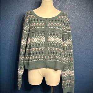 ABOUND NWT Fair Isle button-up and Cardigan Sweater w/ scoop neck